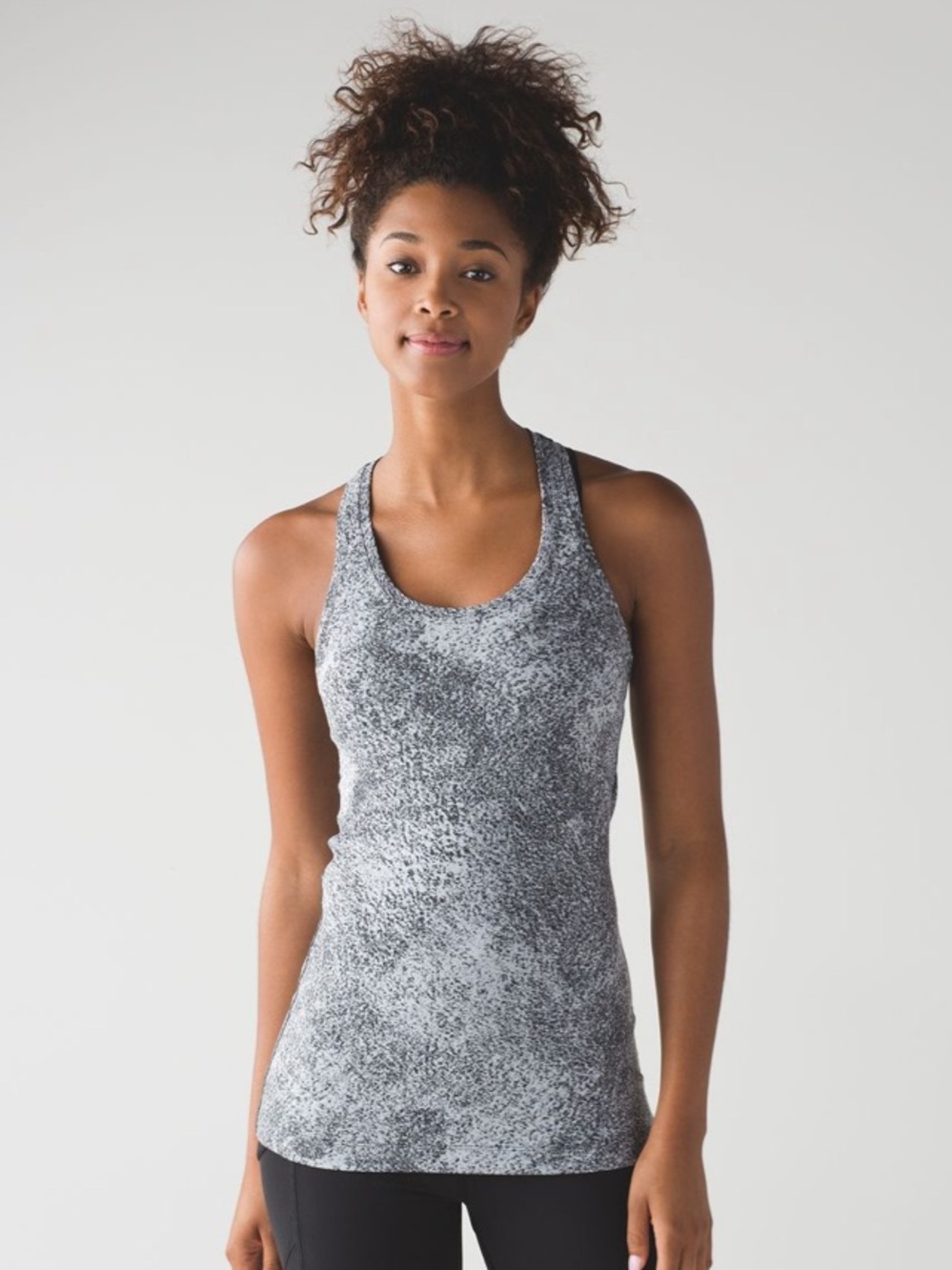 Lululemon Cool Racerback II Tank - Luon Spray Jacquard White Black, Size 6